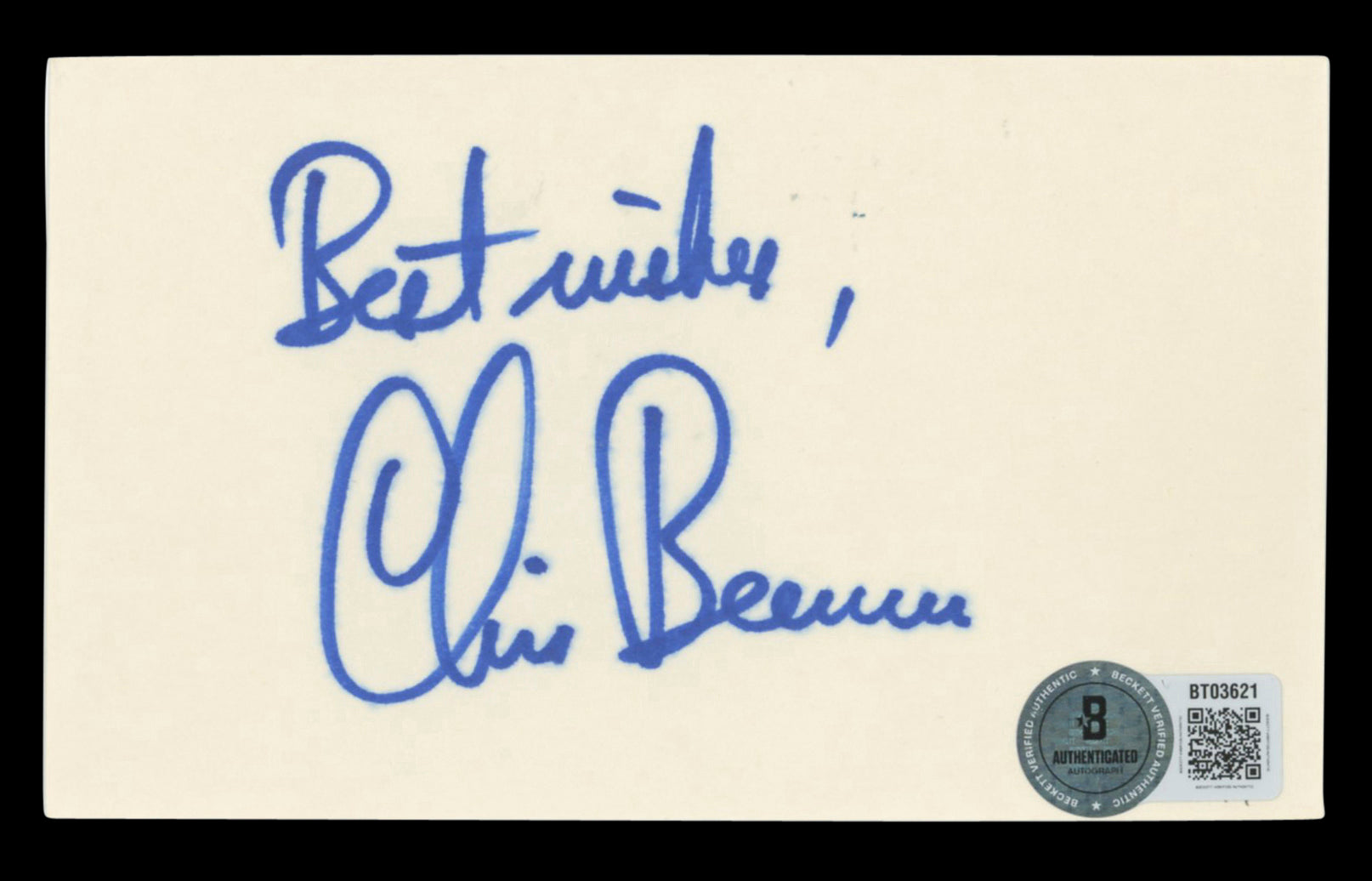 Chris Berman "Best Wishes" Authentic Signed 3x5 Index Card BAS #BT03621