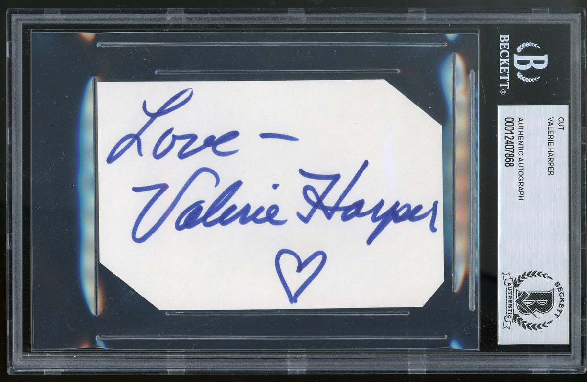 Valerie Harper The Mary Tyler Moore Show Signed 2.9x4.25 Index Card BAS Slabbed