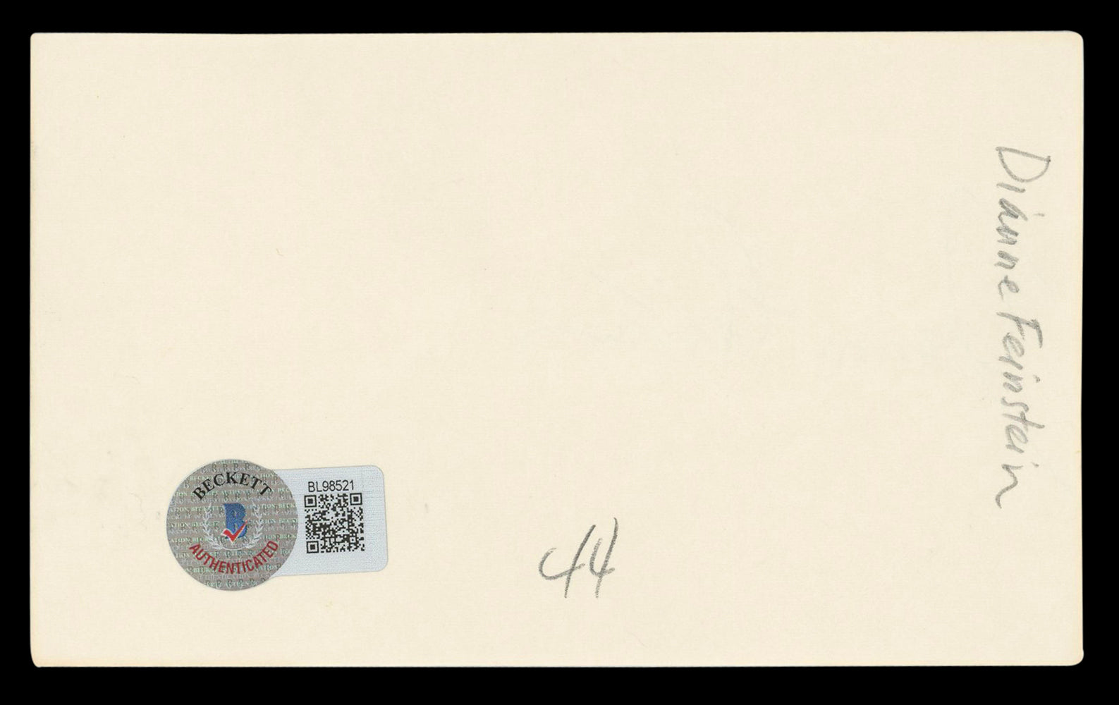 Dianne Feinstein Authentic Signed 3x5 Index Card Autographed BAS #BL98521