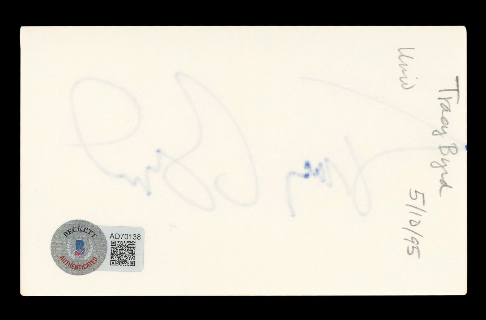 Tracy Byrd Country Musician Signed 3x5 Index Card Autographed BAS #AD70138