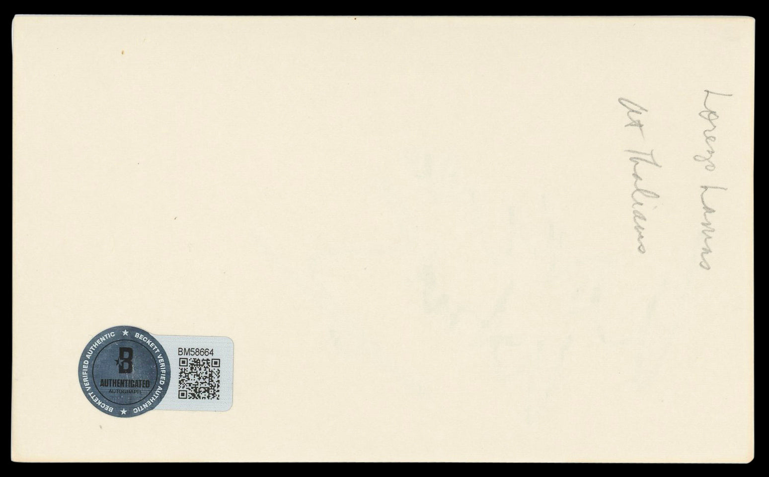 Lorenzo Lamas Falcon Crest Authentic Signed 3x5 Index Card BAS #BM58664