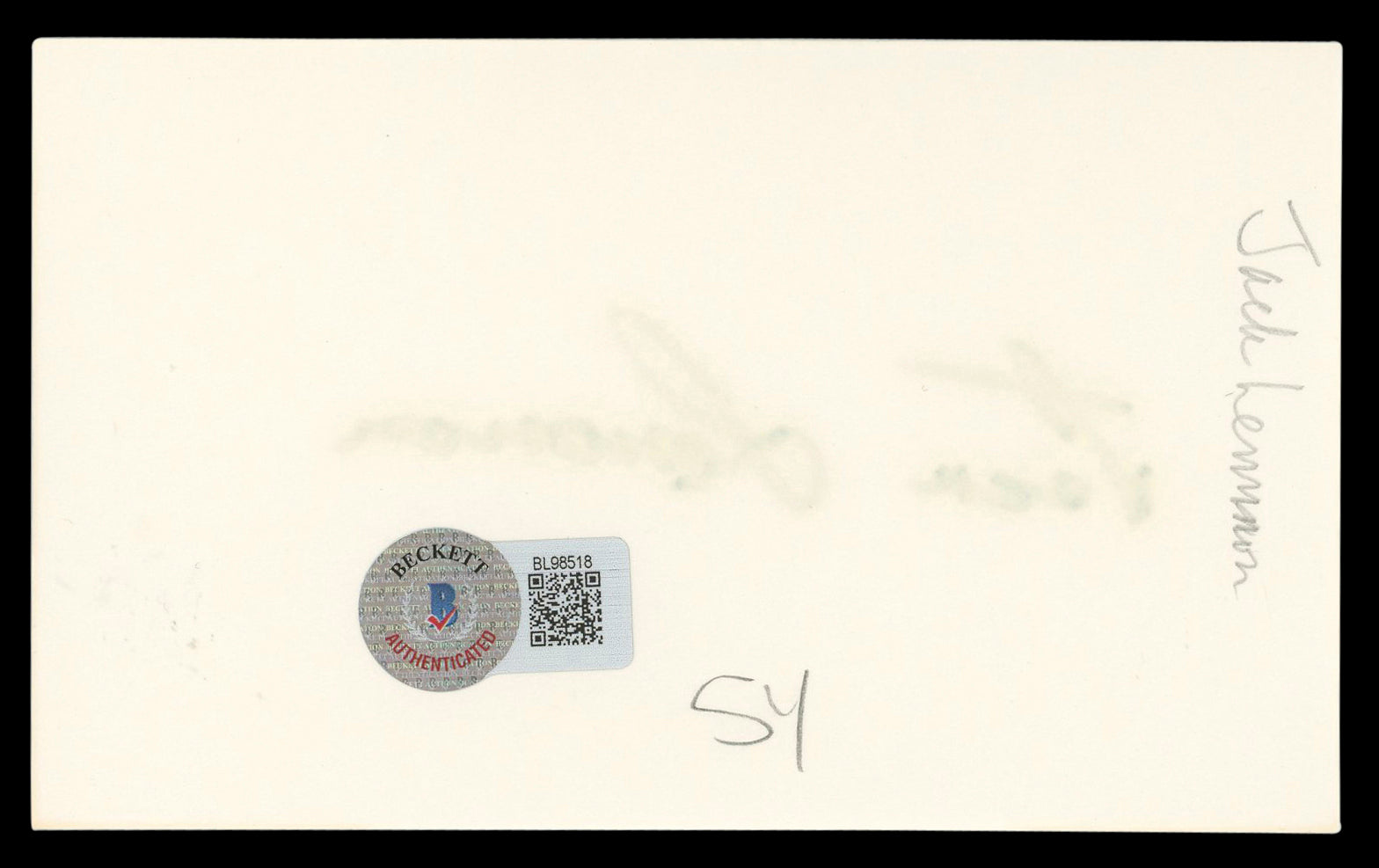 Jack Lemmon The Apartment Authentic Signed 3x5 Index Card BAS #BL98518