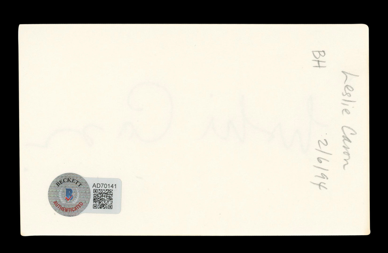 Leslie Caron An American in Paris Signed 3x5 Index Card Autographed BAS #AD70141