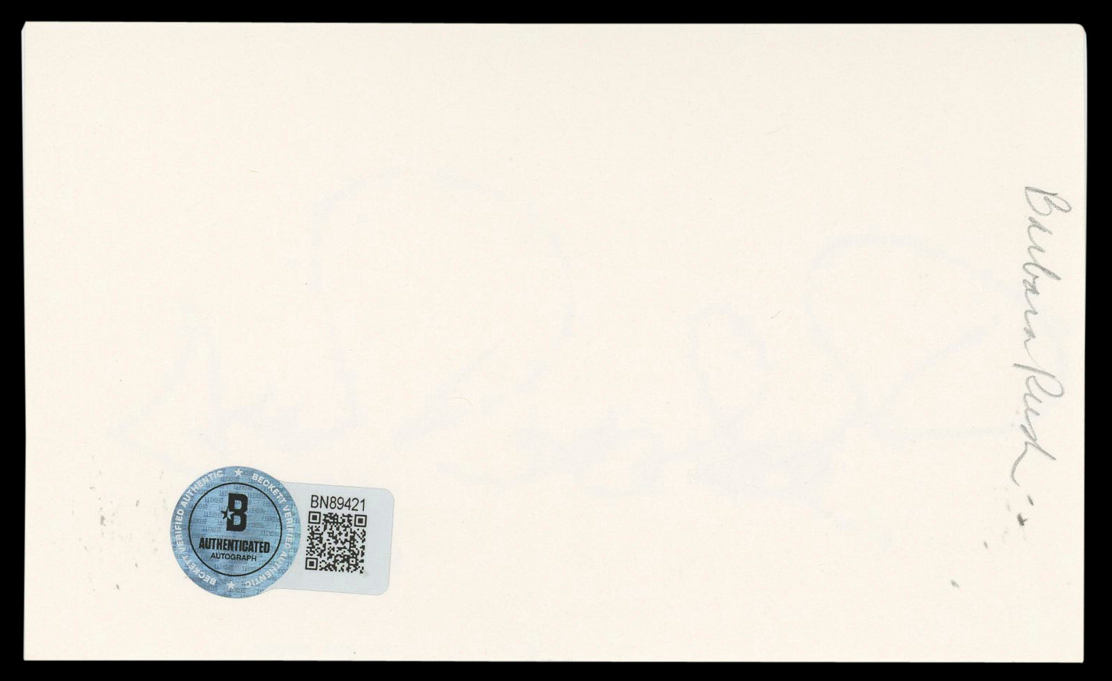 Barbara Rush It Came from Outer Space Signed 3x5 Index Card BAS #BN89421