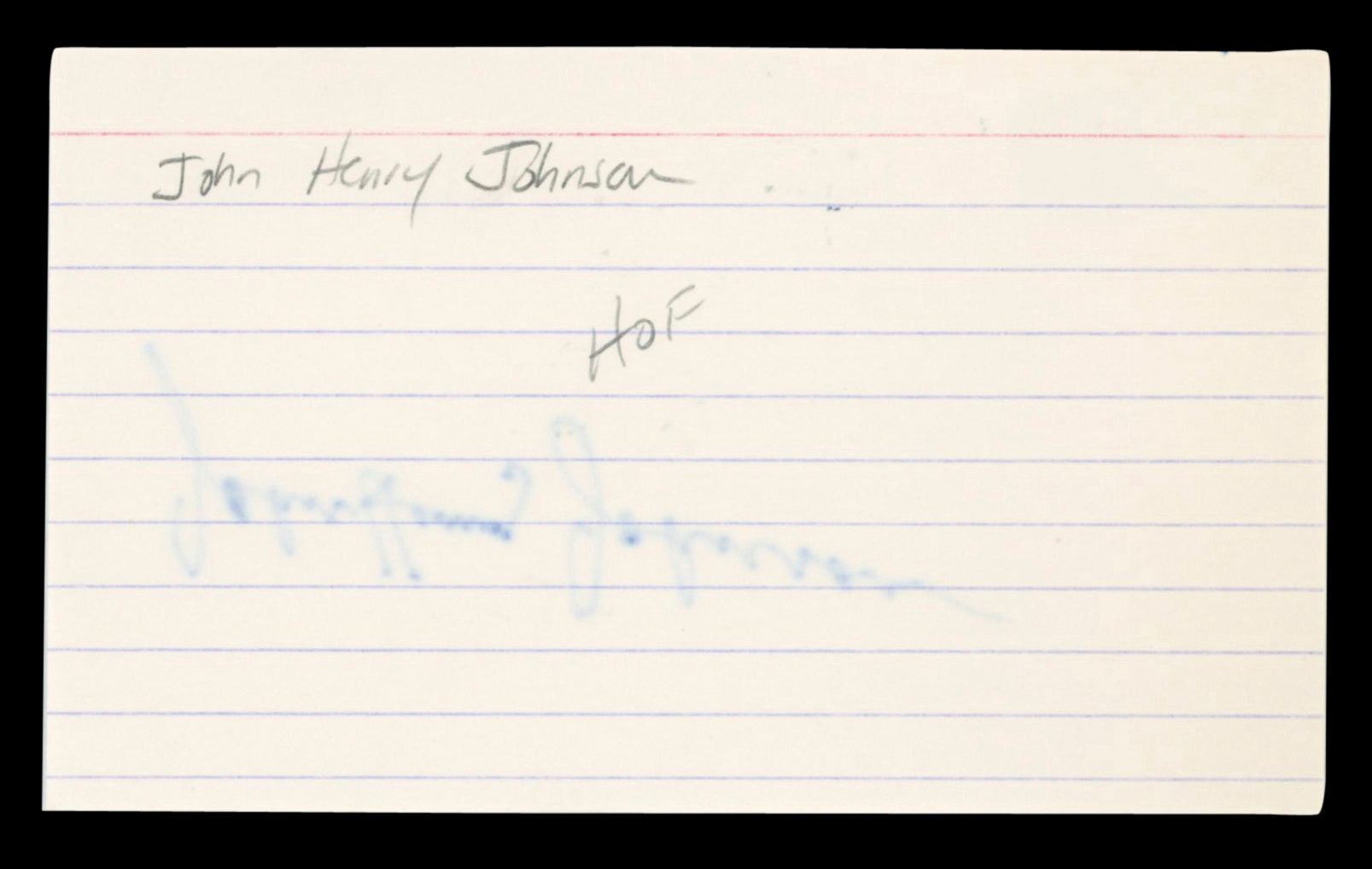 Steelers John Henry Johnson Authentic Signed 3x5 Index Card BAS #BT03627