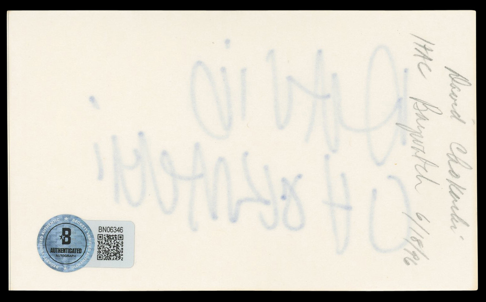 David Chokachi Baywatch Authentic Signed 3x5 Index Card BAS #BN06346