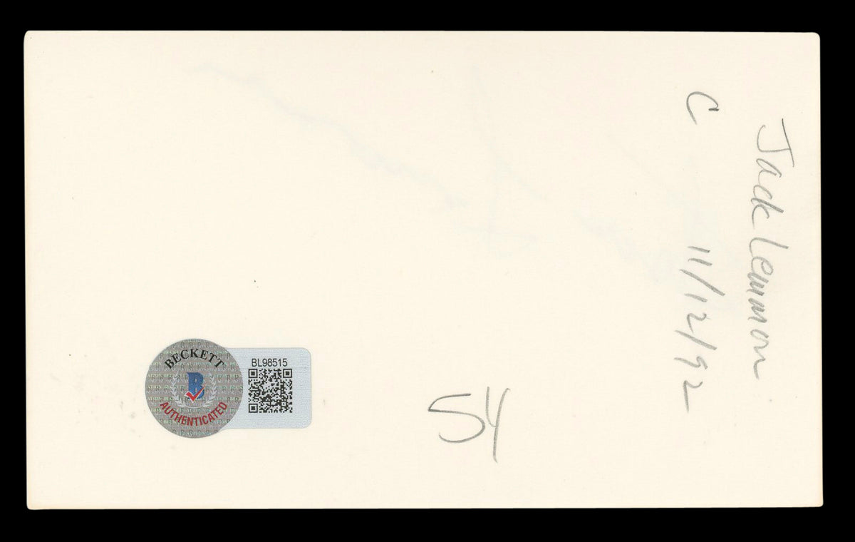Jack Lemmon The Apartment Authentic Signed 3x5 Index Card BAS #BL98515