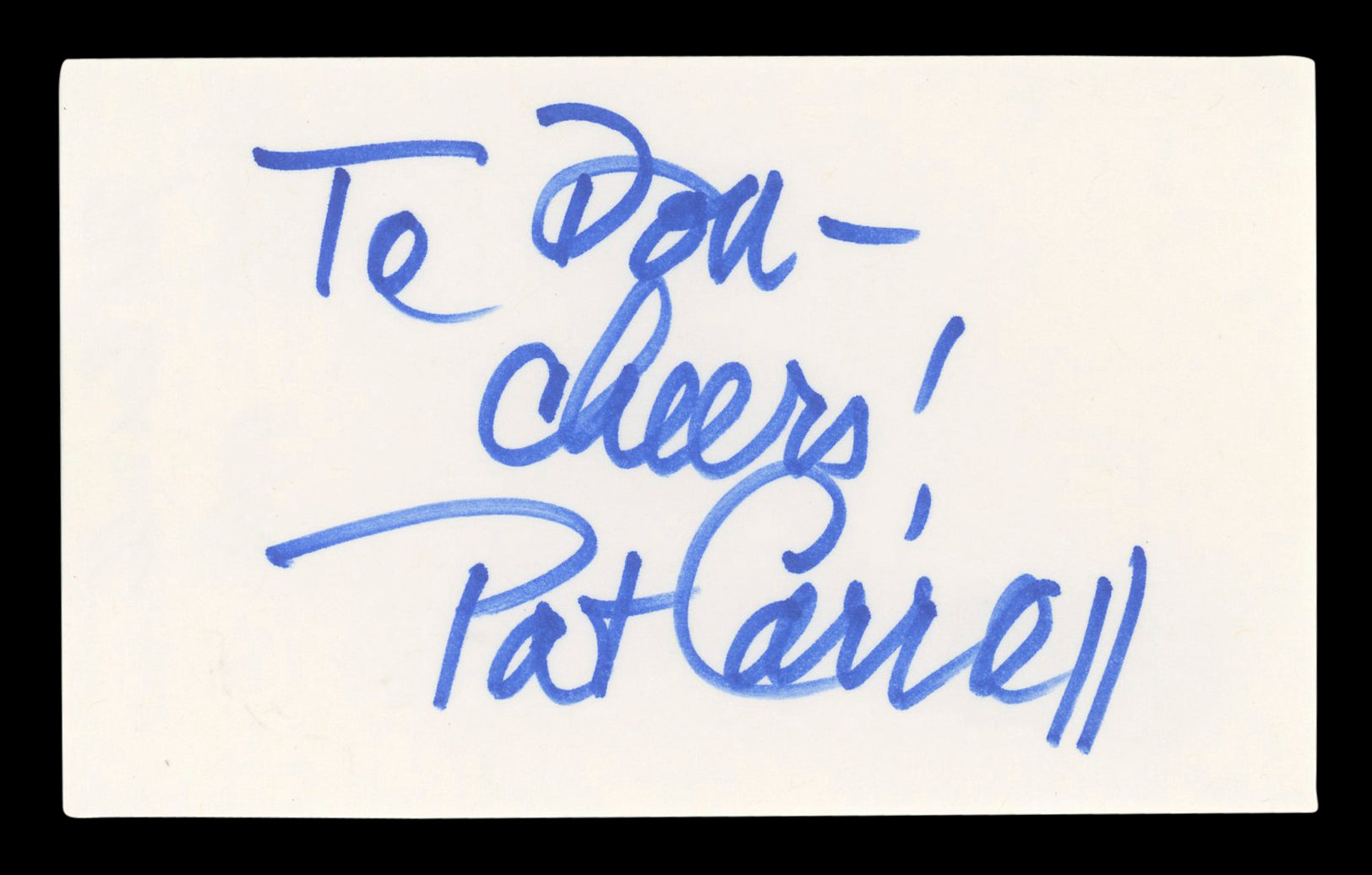 Pat Carroll The Little Mermaid "To Don" Signed 3x5 Index Card BAS #AD70145