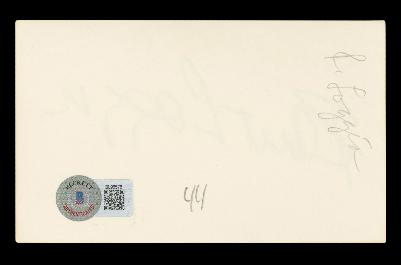 Robert Loggia Big Authentic Signed 3x5 Index Card Autographed BAS #BL96578