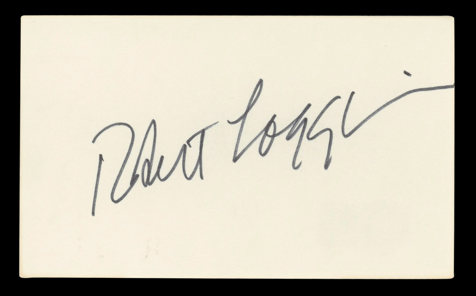 Robert Loggia Big Authentic Signed 3x5 Index Card Autographed BAS #BL96579