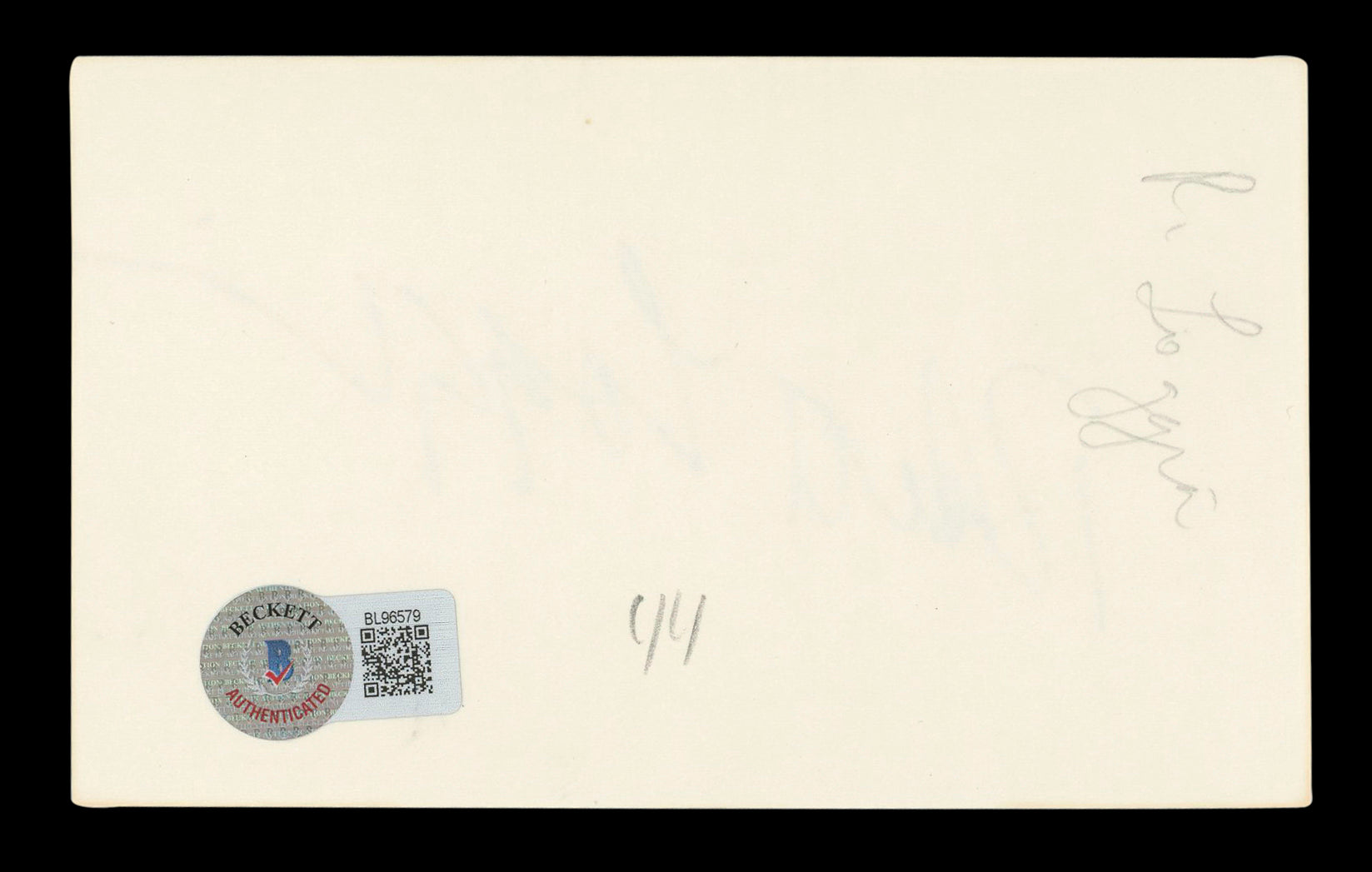 Robert Loggia Big Authentic Signed 3x5 Index Card Autographed BAS #BL96579