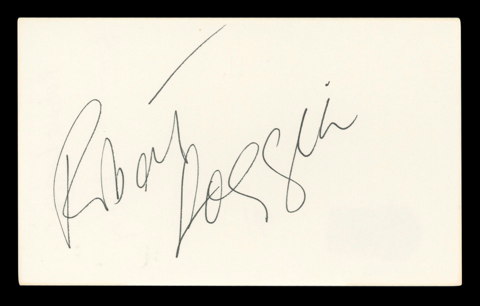 Robert Loggia Big Authentic Signed 3x5 Index Card Autographed BAS #BL96581