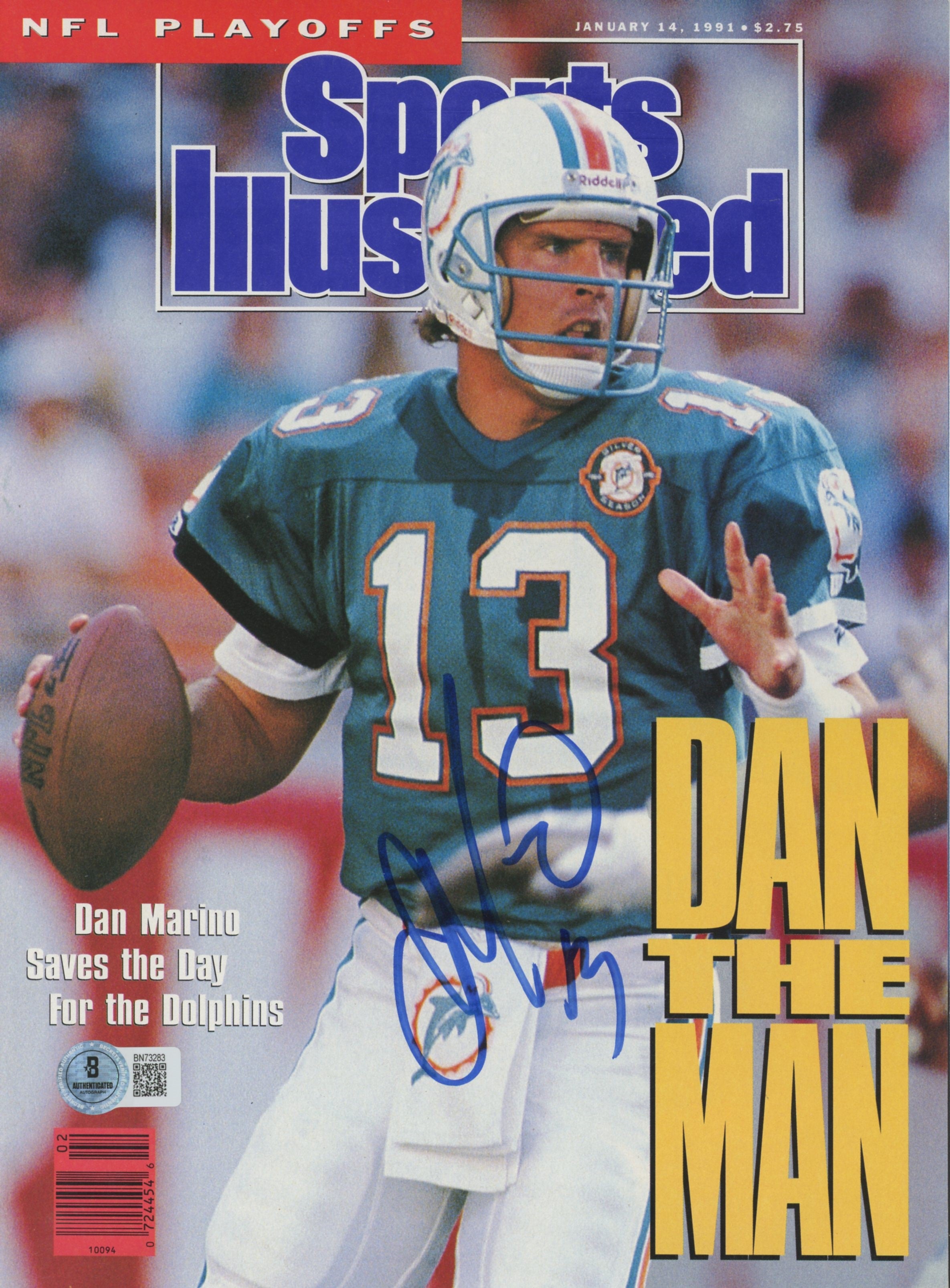 Dolphins Dan Marino Signed 1991 Sports Illustrated Magazine Cover BAS #BN73283