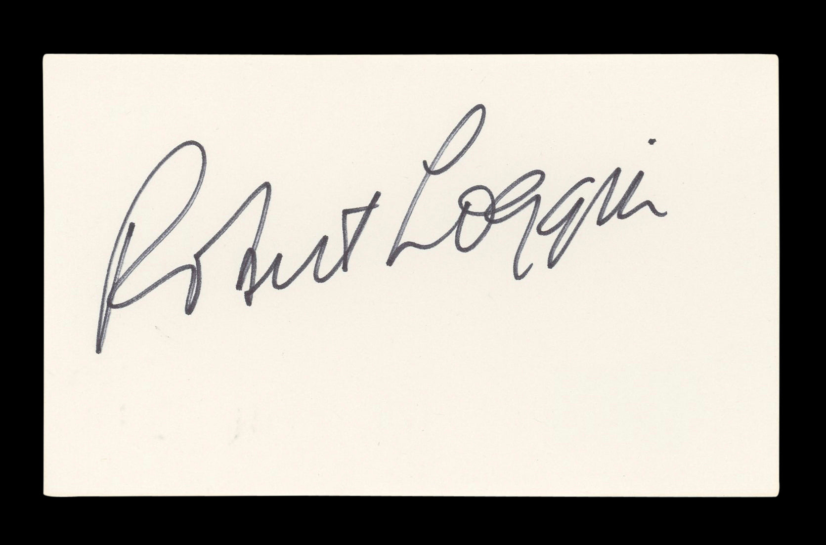 Robert Loggia Big Authentic Signed 3x5 Index Card Autographed BAS #BL96585