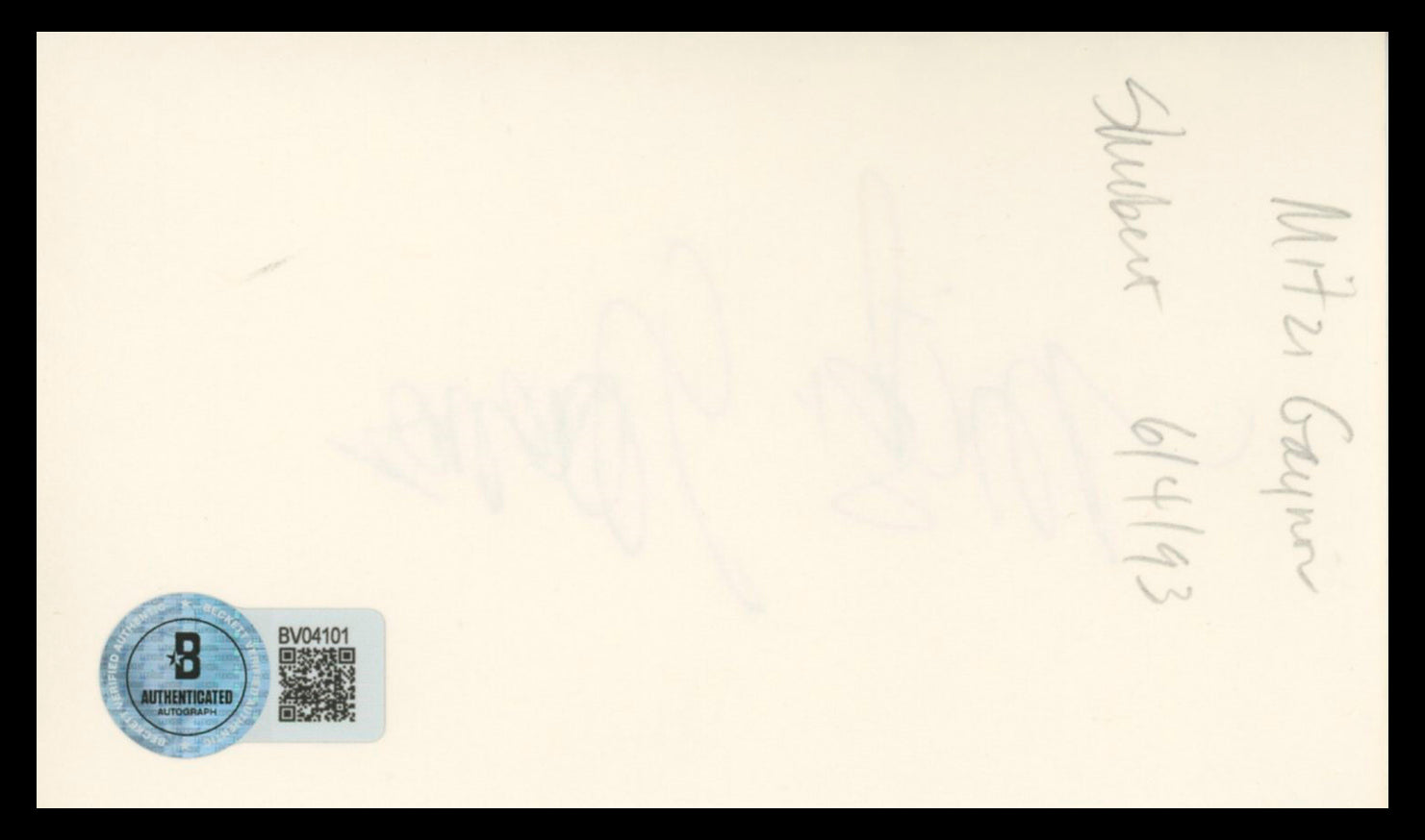 Mitzi Gaynor South Pacific Authentic Signed 3x5 Index Card BAS #BV04101