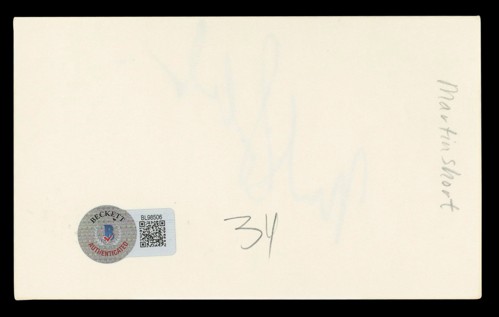 Martin Short Three Amigos! Authentic Signed 3x5 Index Card BAS #BL98506