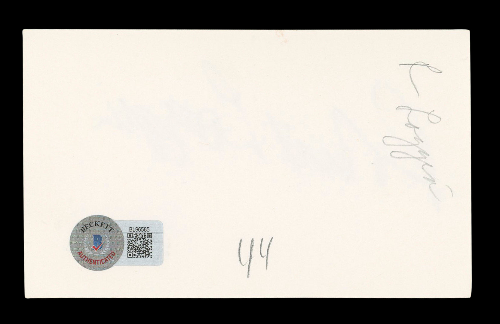 Robert Loggia Big Authentic Signed 3x5 Index Card Autographed BAS #BL96585