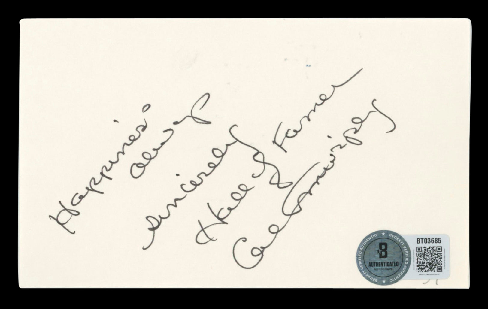 Rockets Calvin Murphy "Hall of Famer" Signed 3x5 Index Card BAS #BT03685