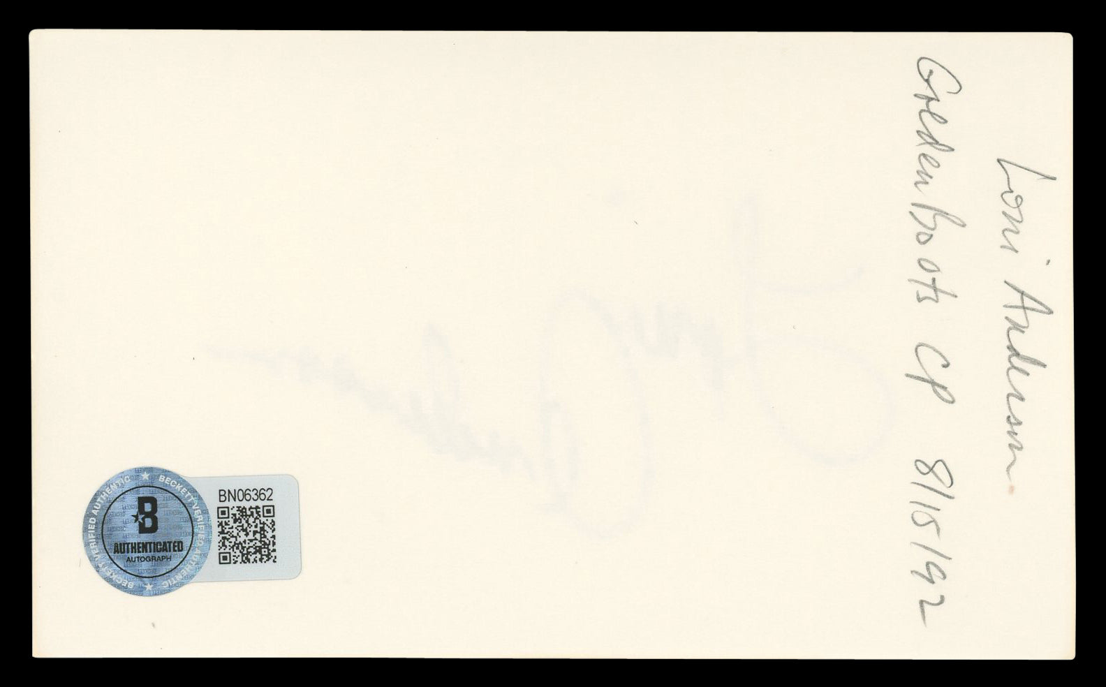 Loni Anderson WKRP in Cincinnati Authentic Signed 3x5 Index Card BAS #BN06362