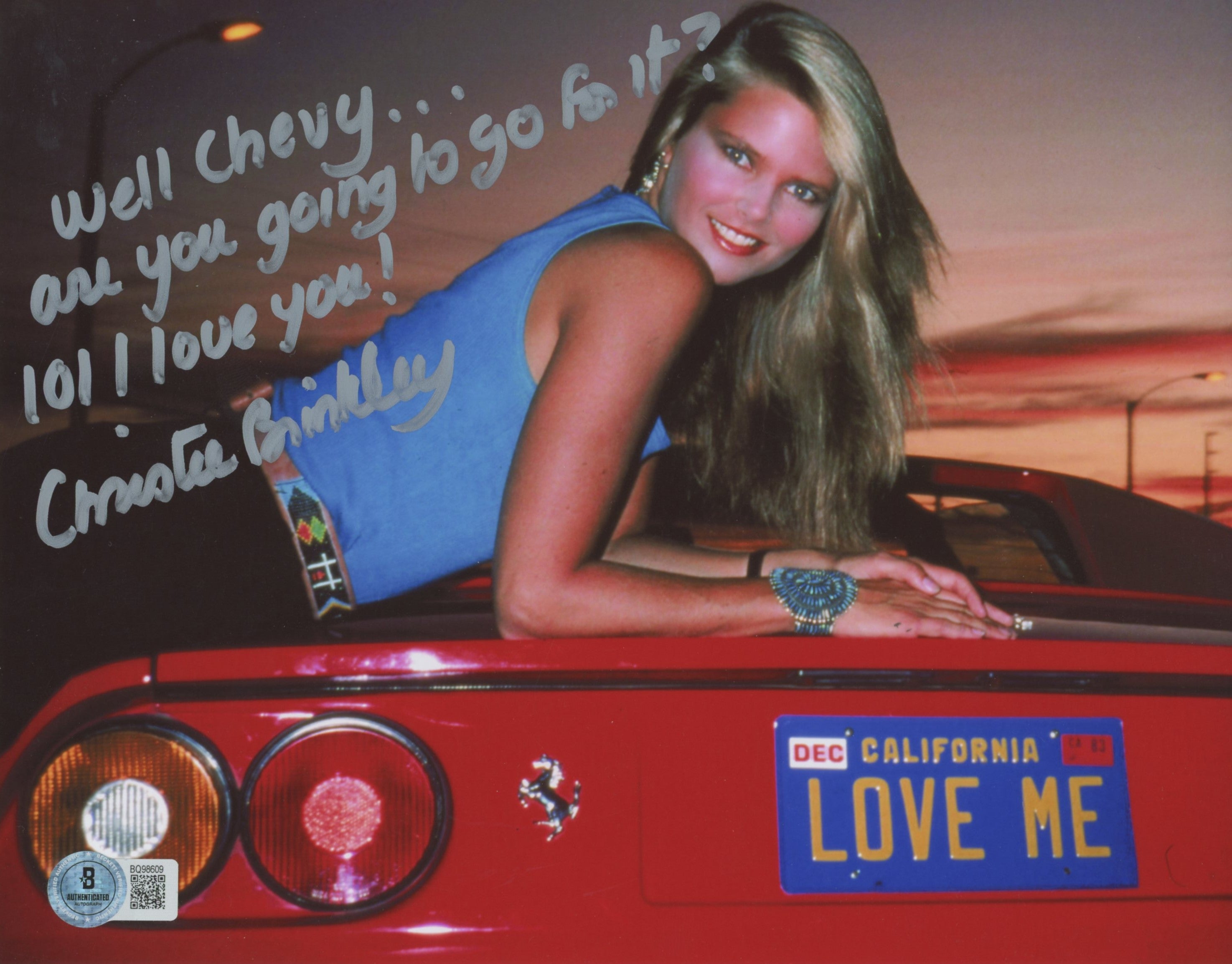 Christie Brinkley Vacation "Well Chevy..." Signed 7.75x10 Photo BAS #BQ98609