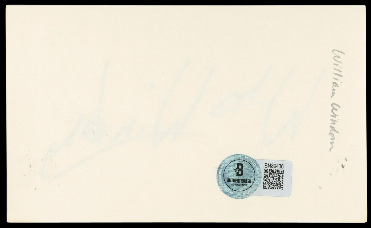 William Windom Murder, She Wrote Authentic Signed 3x5 Index Card BAS #BN89436