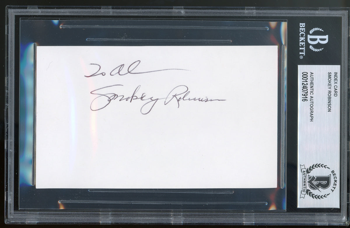 Smokey Robinson Authentic Signed 3x5 Index Card Autographed BAS Slabbed