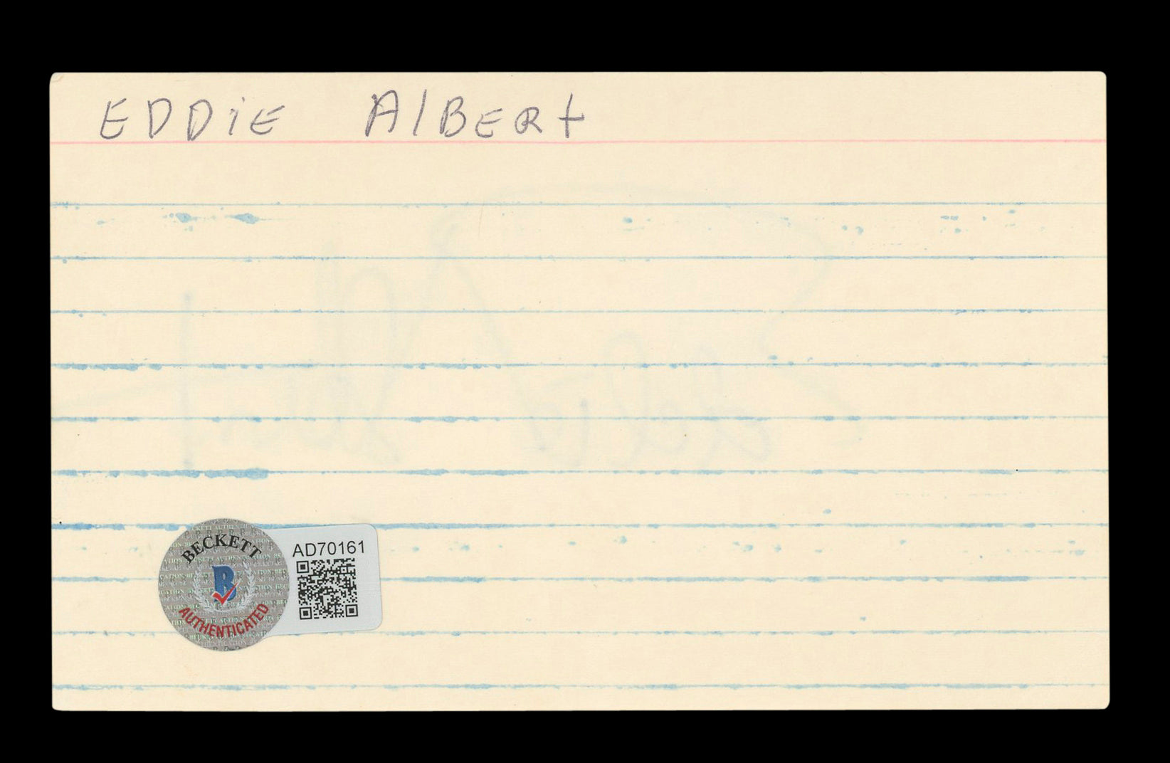 Eddie Albert Green Acres Signed 3x5 Index Card Autographed BAS #AD70161