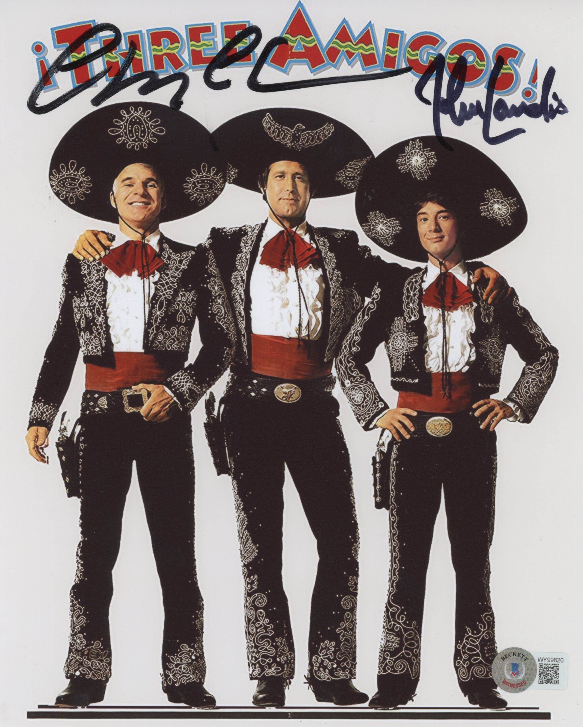 Chevy Chase and John Landis Three Amigos! Signed 8x10 Photo BAS #WY99820