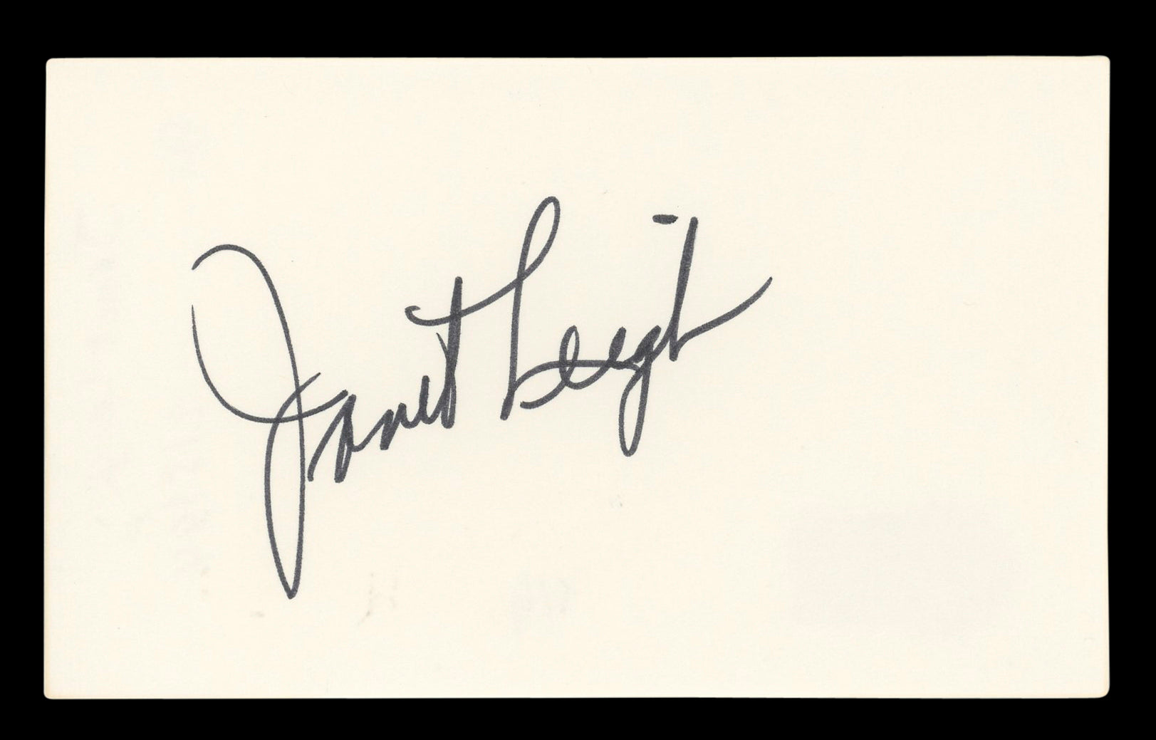 Janet Leigh Psycho Authentic Signed 3x5 Index Card Autographed BAS #BL96426