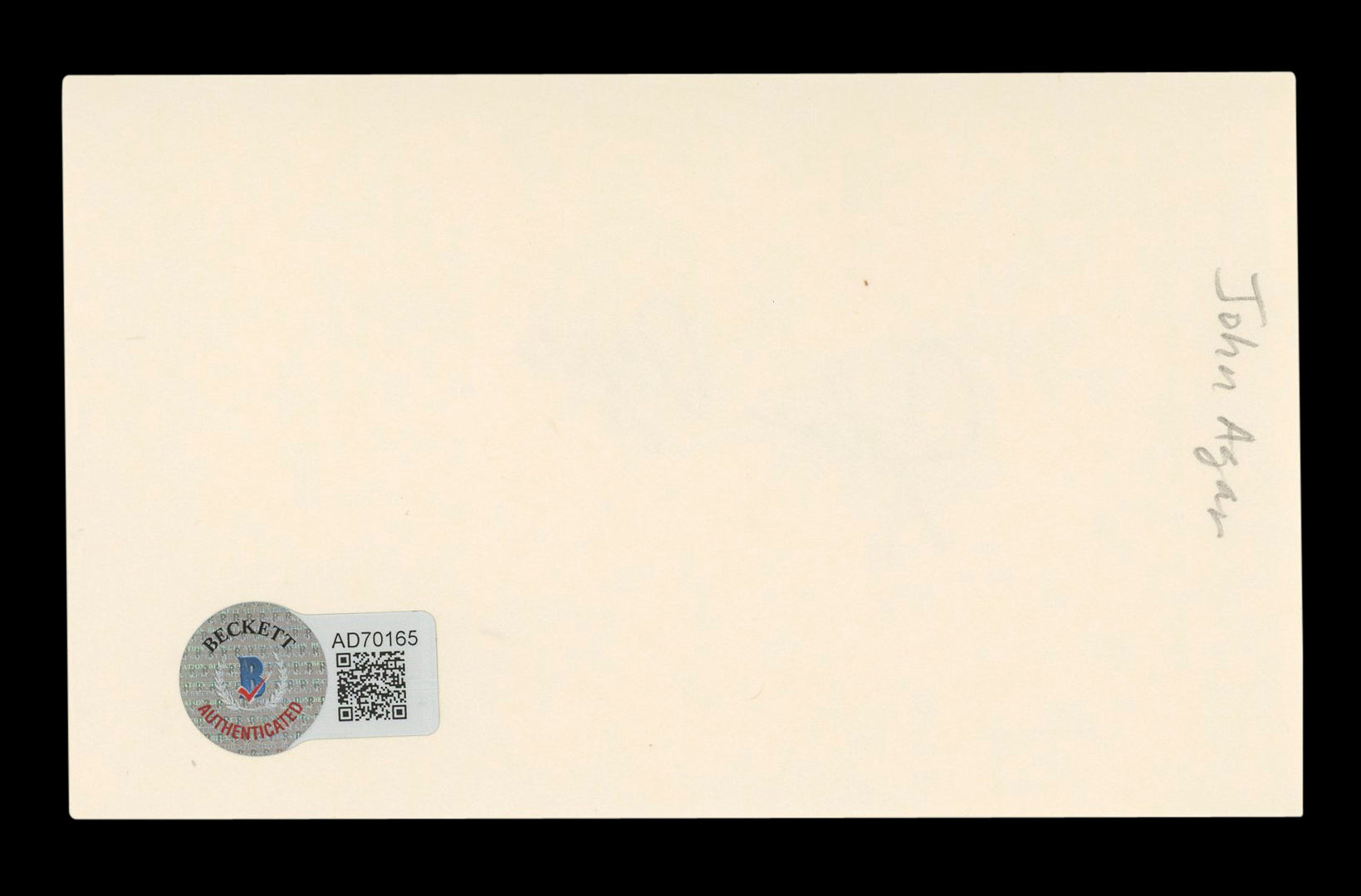 John Agar Miracle Mile Authentic Signed 3x5 Index Card Autographed BAS #AD70165