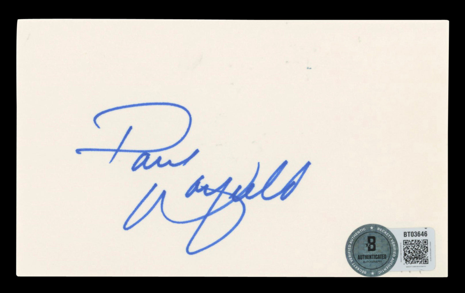 Browns Paul Warfield Authentic Signed 3x5 Index Card Autographed BAS #BT03646