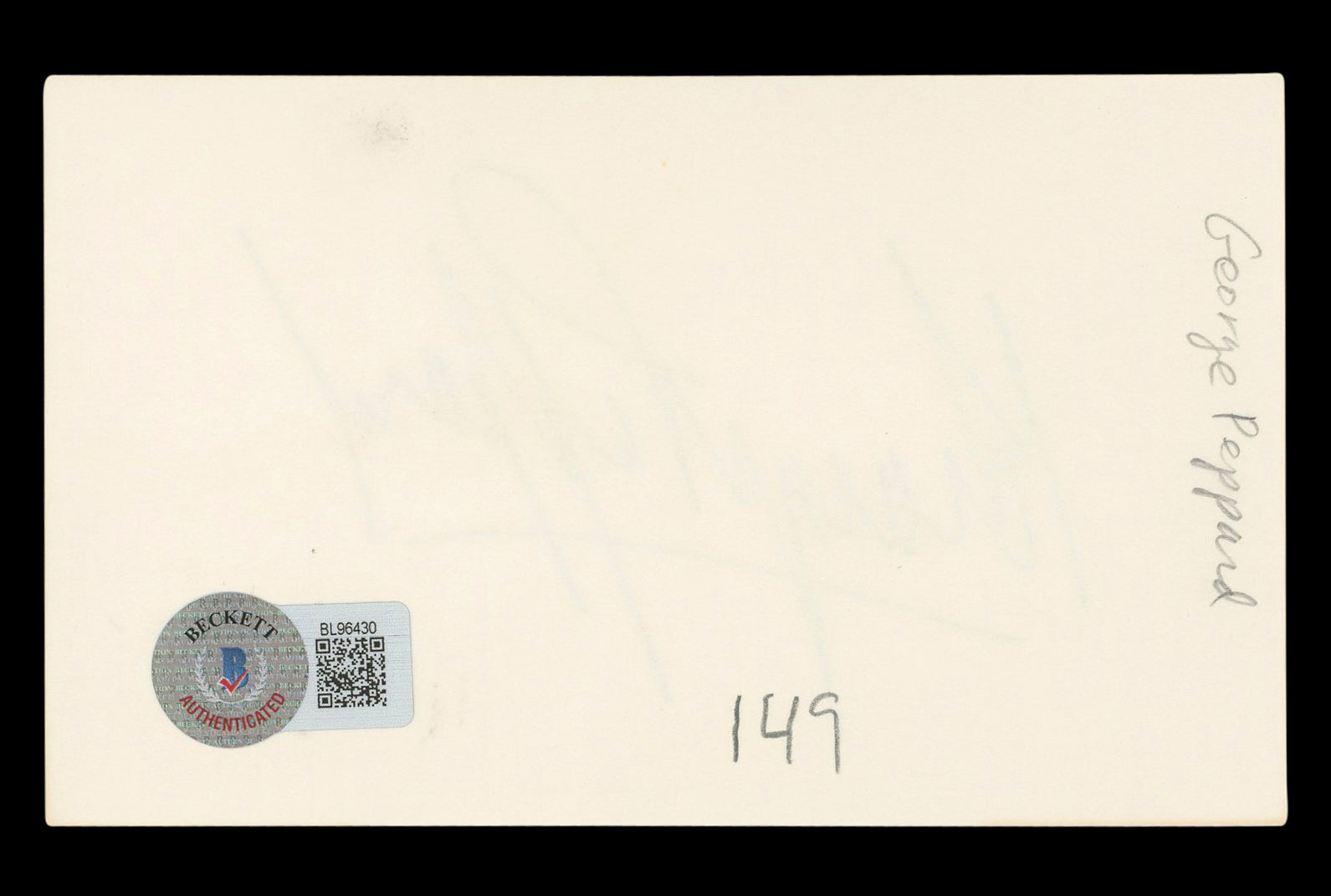 George Peppard Breakfast At Tiffany's Signed 3x5 Index Card BAS #BL96430