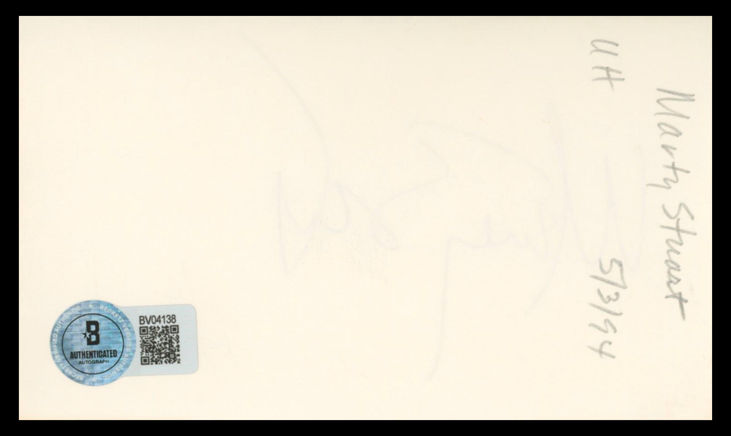 Marty Stuart The Marty Stuart Show Authentic Signed 3x5 Index Card BAS #BV04138