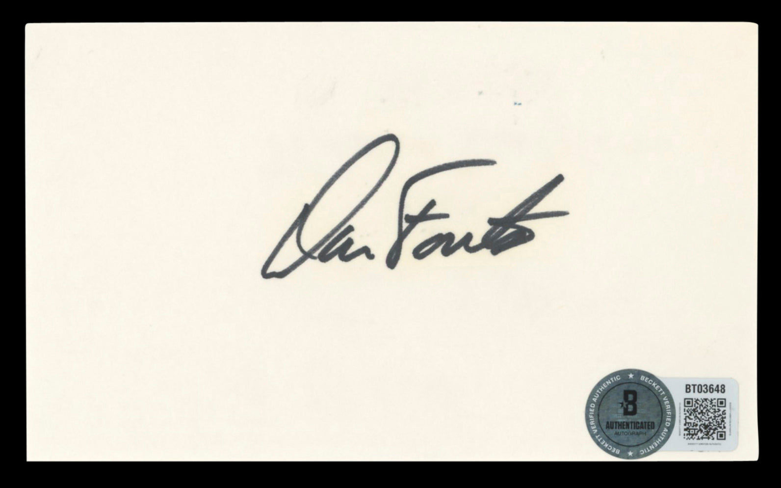 Chargers Dan Fouts Authentic Signed 3x5 Index Card Autographed BAS #BT03648