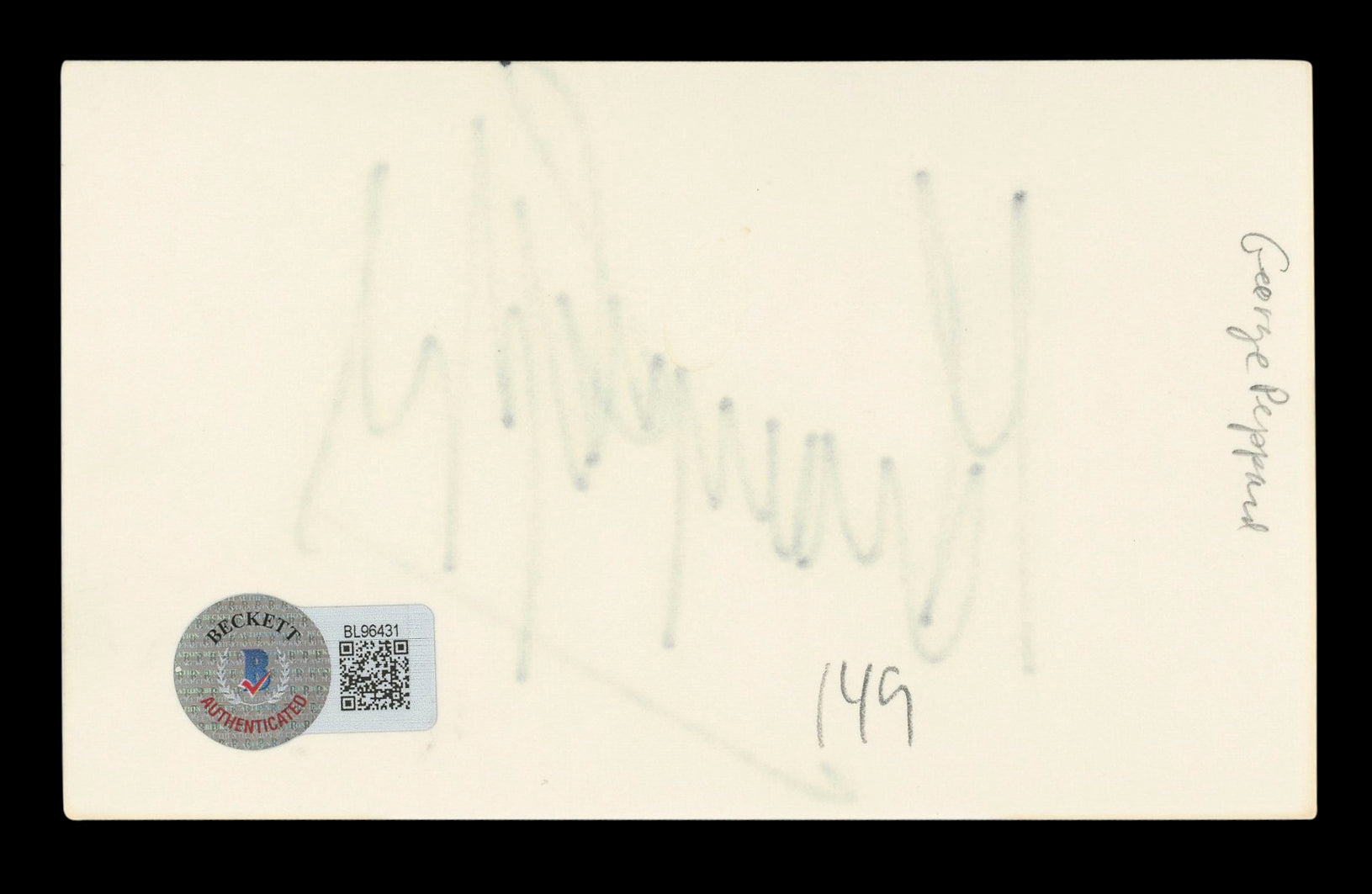 George Peppard Breakfast At Tiffany's Signed 3x5 Index Card BAS #BL96431