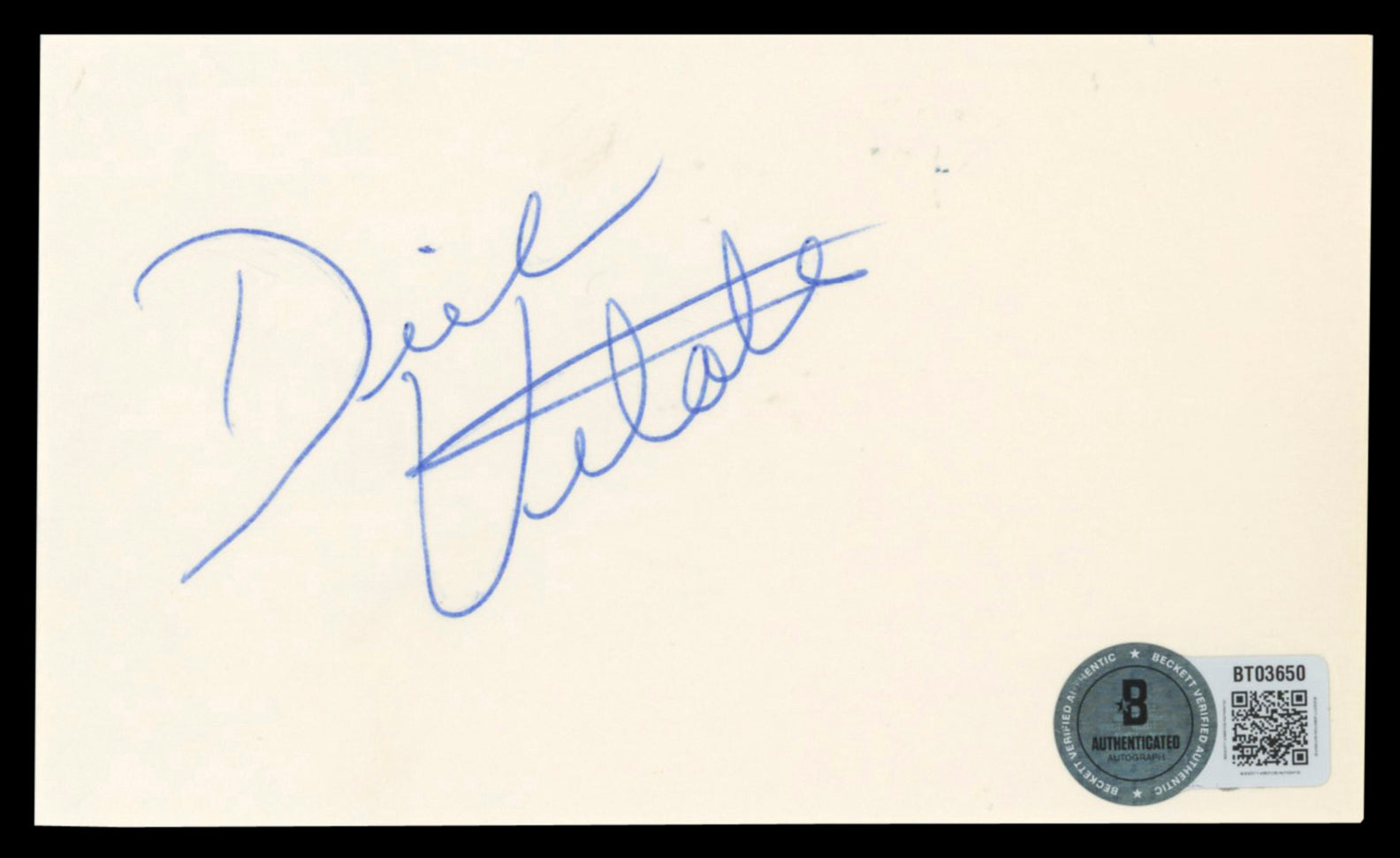 Dick Vitale Authentic Signed 3x5 Index Card Autographed BAS #BT03650