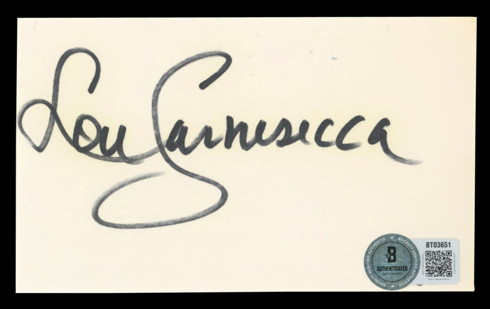 Lou Carnesecca Authentic Signed 3x5 Index Card Autographed BAS #BT03651