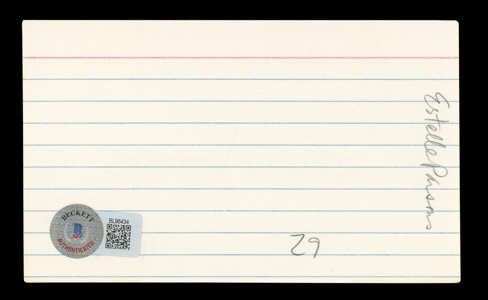 Estelle Parsons Bonnie and Clyde Authentic Signed 3x5 Index Card BAS #BL96434