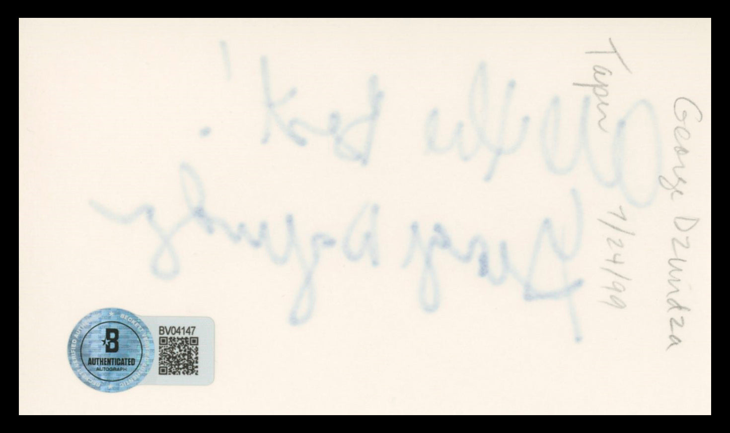 George Dzundza The Deer Hunter Authentic Signed 3x5 Index Card BAS #BV04147