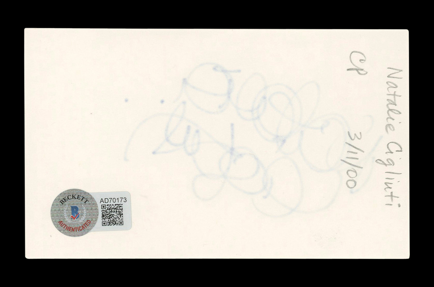 Natalia Cigliuti Saved By The Bell Authentic Signed 3x5 Index Card BAS #AD70173