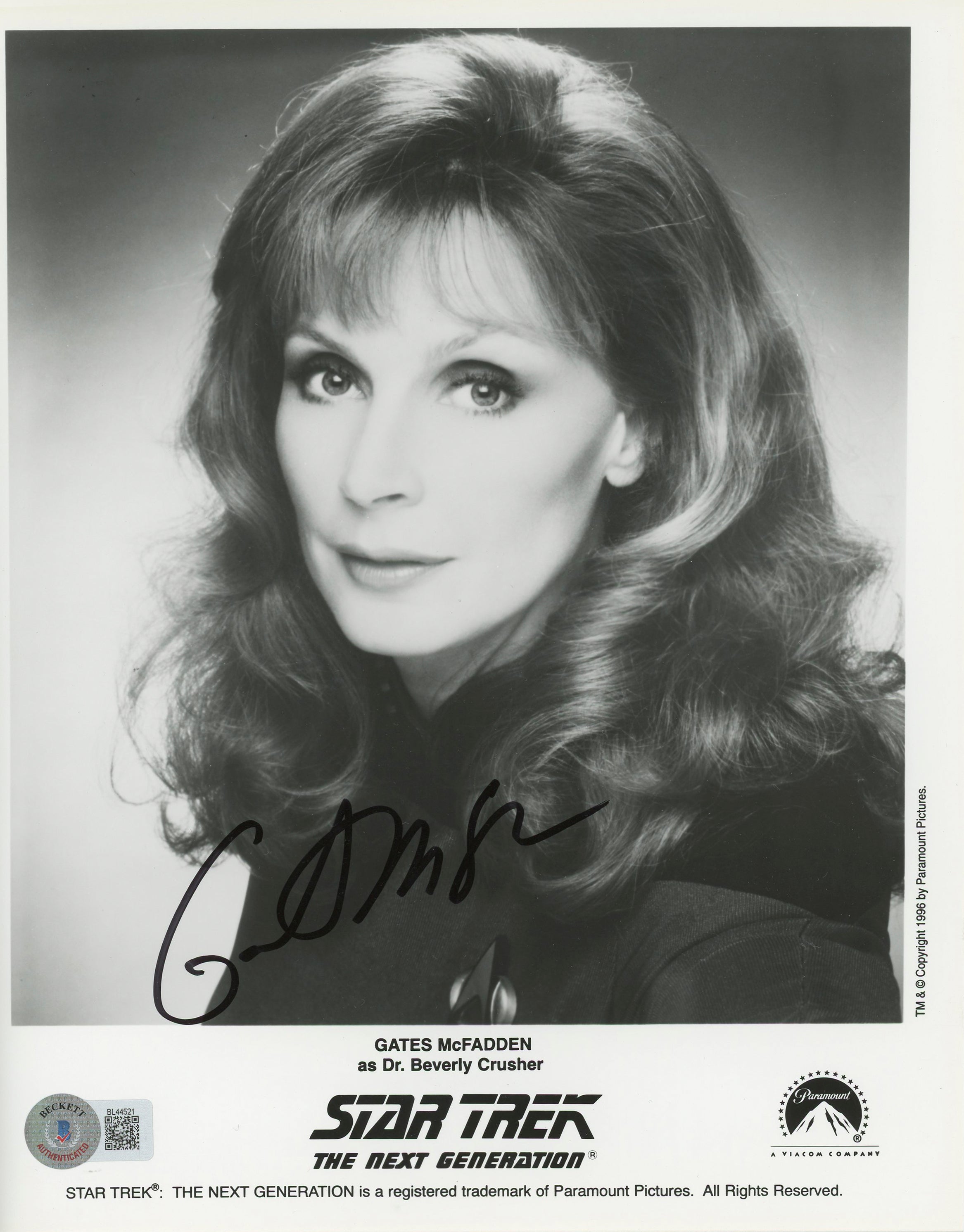 Gates McFadden Star Trek The Next Generation Signed 8x10 Photo BAS #BL44521