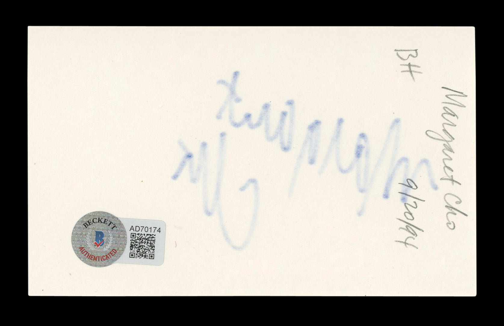 Margaret Cho 30 Rock Authentic Signed 3x5 Index Card Autographed BAS #AD70174