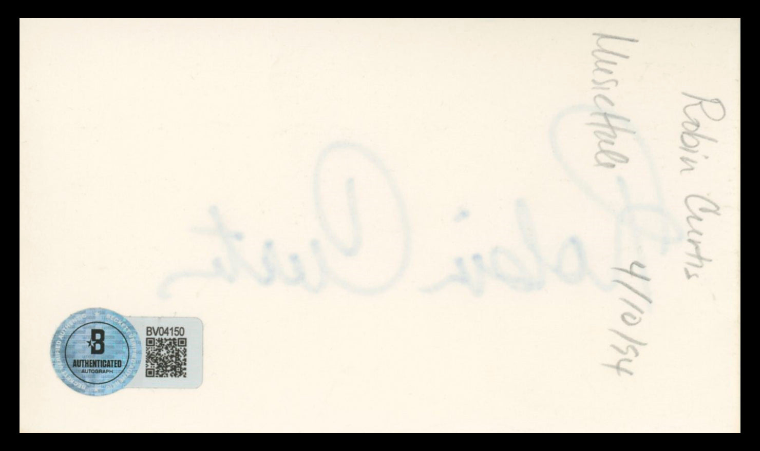 Robin Curtis Star Trek III Authentic Signed 3x5 Index Card BAS #BV04150