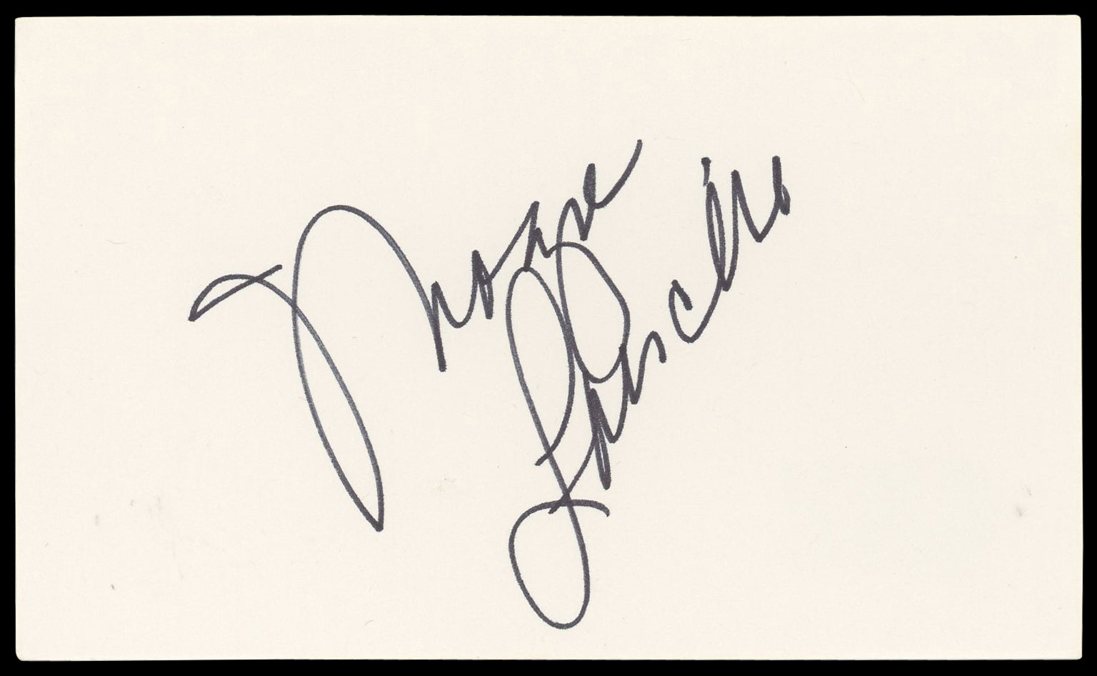 Morgan Fairchild Falcon Crest Authentic Signed 3x5 Index Card BAS #BN06383
