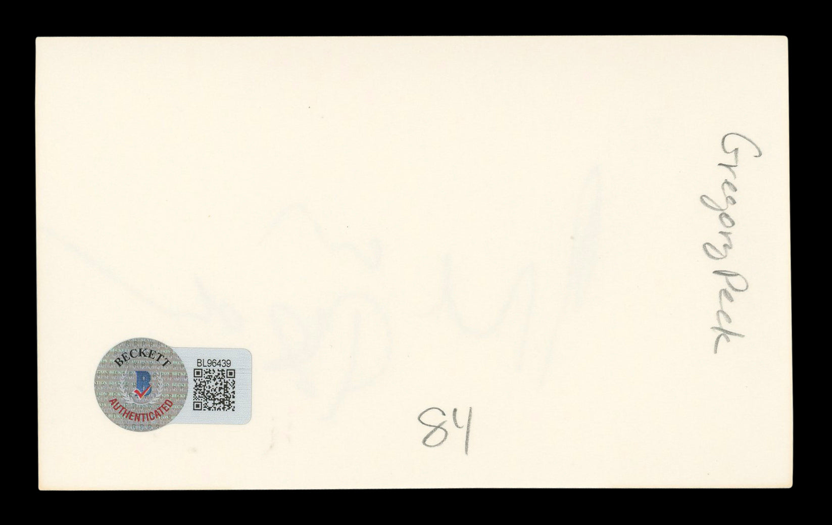Gregory Peck To Kill a Mockingbird Authentic Signed 3x5 Index Card BAS #BL96439