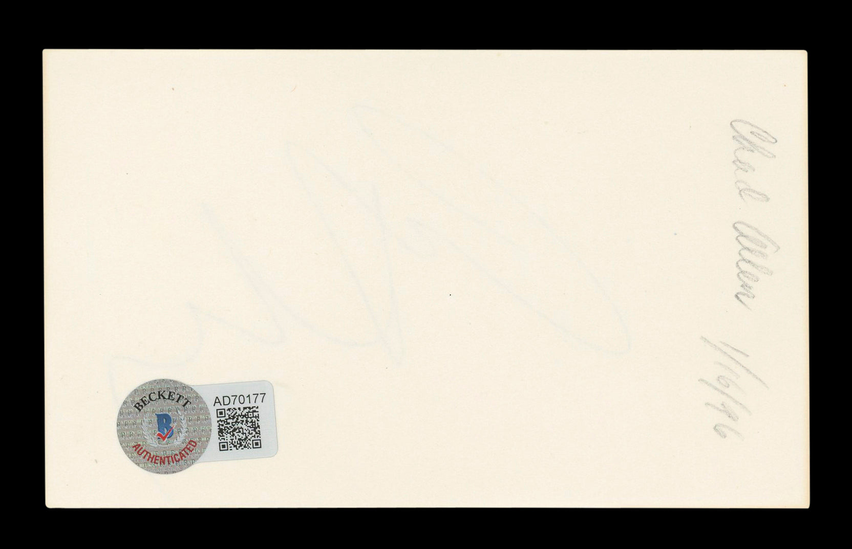 Chad Allen Dr. Quinn, Medicine Woman Signed 3x5 Index Card BAS #AD70177