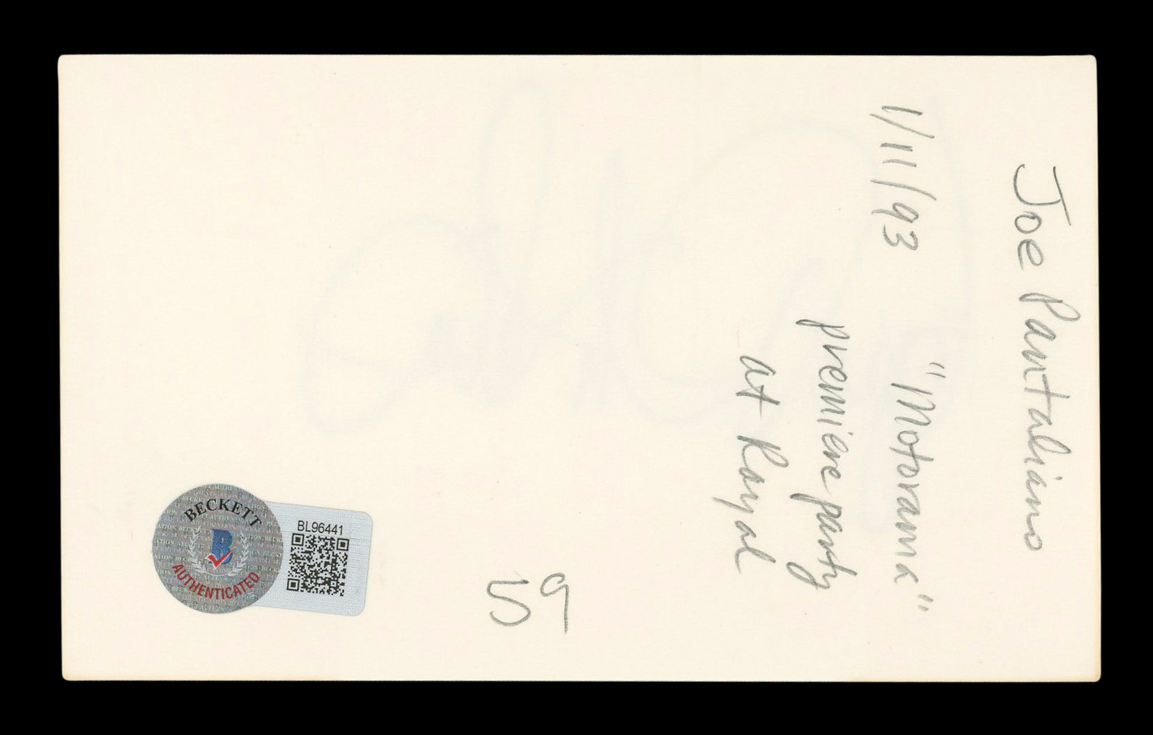 Joe Pantoliano The Sopranos Authentic Signed 3x5 Index Card BAS #BL96441
