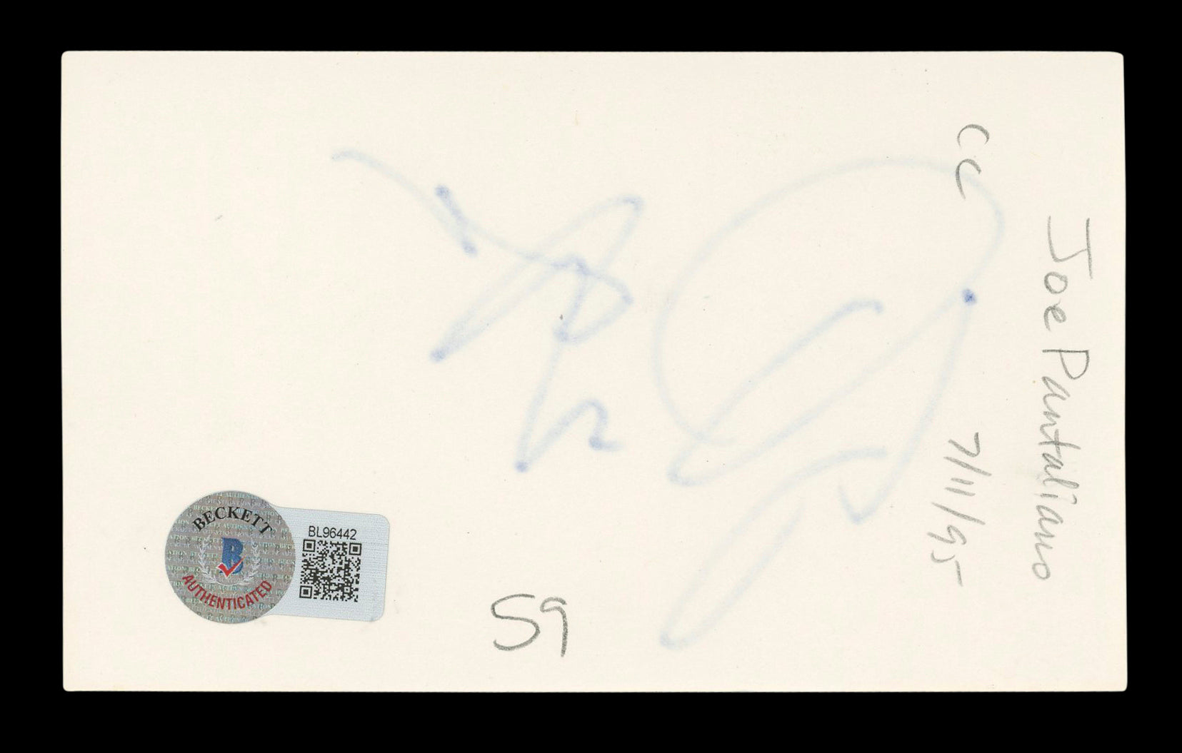 Joe Pantoliano The Sopranos Authentic Signed 3x5 Index Card BAS #BL96442