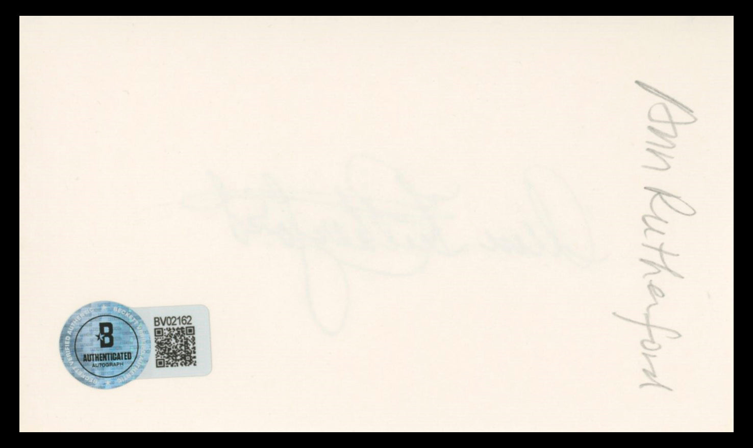 Ann Rutherford Gone with the Wind Authentic Signed 3x5 Index Card BAS #BV02162
