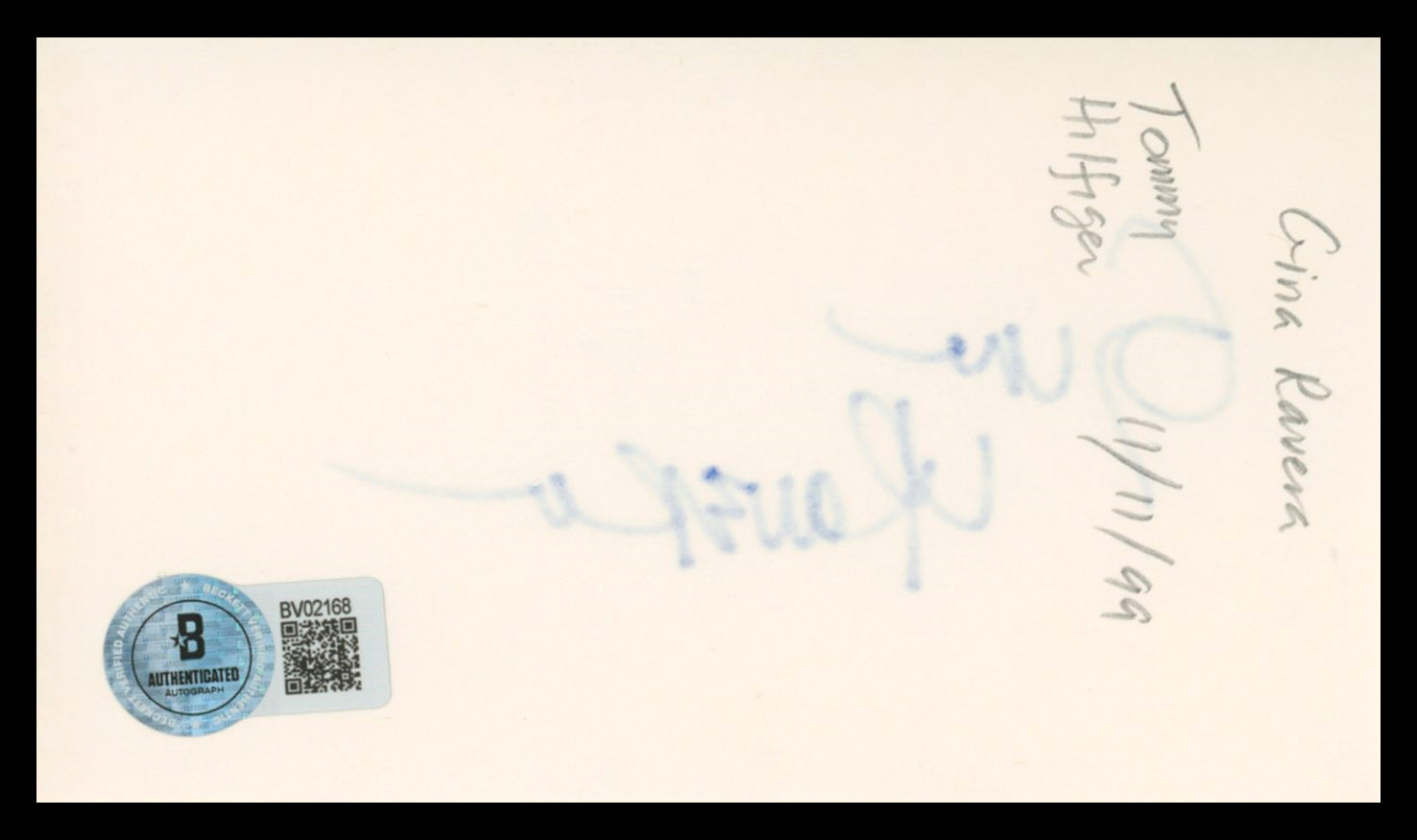 Gina Ravera The Closer Authentic Signed 3x5 Index Card Autographed BAS #BV02168
